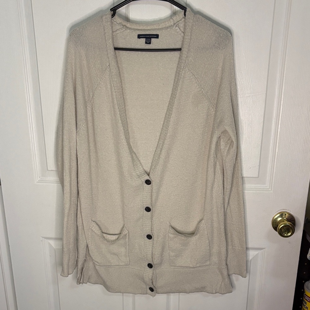 American Eagle Outfitters Cream Button-Up Cardigan